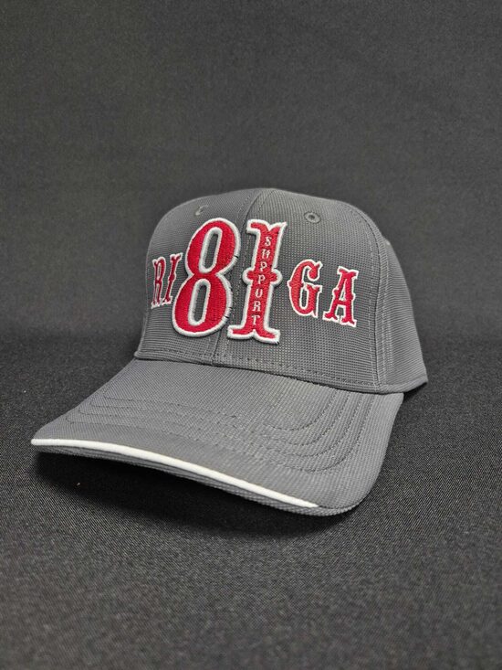 CURVED VISOR BASEBALL CAP GREY SUPPORT 81 RIGA IN RED