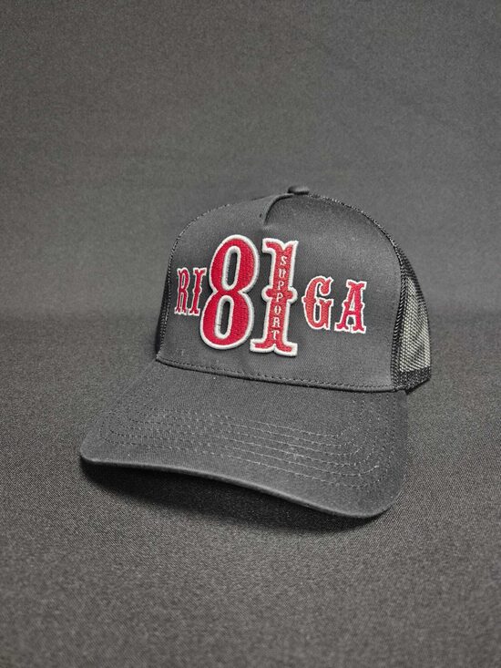 CURVED VISOR BASEBALL CAP BLACK SUPPORT 81 RIGA IN RED