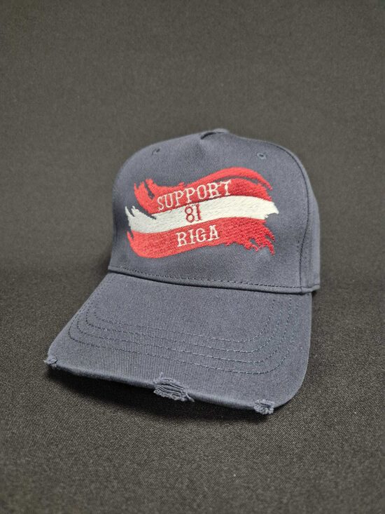 CURVED VISOR BASEBALL CAP BLUE SUPPORT 81 RIGA WITH LATVIAN FLAG