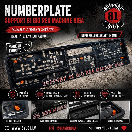 CAR PLATE NUMBER HOLDERS SUPPORT 81 BIG RED MACHINE 